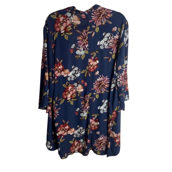 Pink Clover Size Small Maples Open Front Floral Kimono Cardigan Navy Blue Swim - Picture 3 of 8